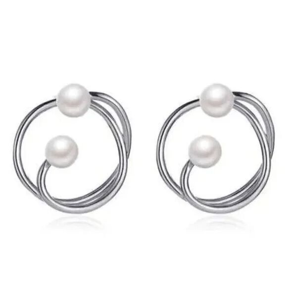 2/$21 Round Fashionable Pearl Contemporary Earrings - Picture 1 of 4